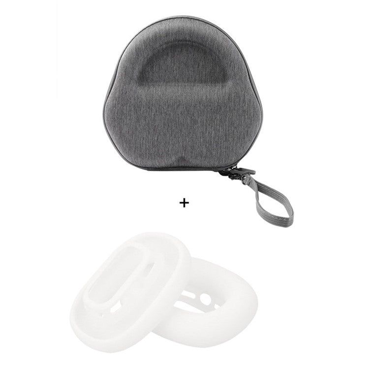 For AirPods Max 2024 (USB-C) / Max EVA Storage Bag Headphone Carrying Case with 1 Pair Earpad Silicone Case - White