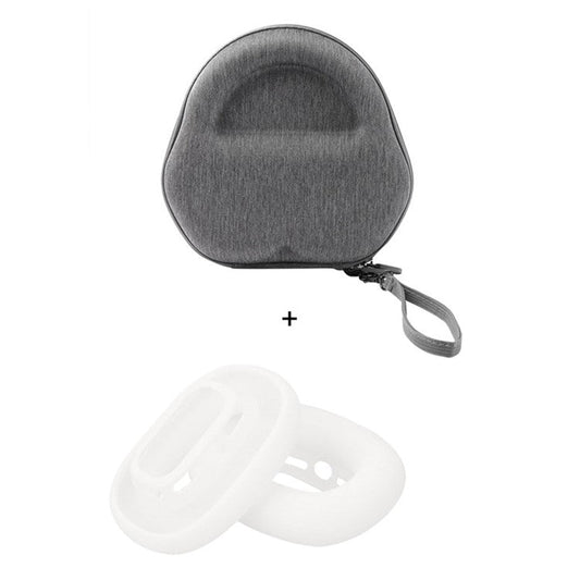 For AirPods Max 2024 (USB-C) / Max EVA Storage Bag Headphone Carrying Case with 1 Pair Earpad Silicone Case - White