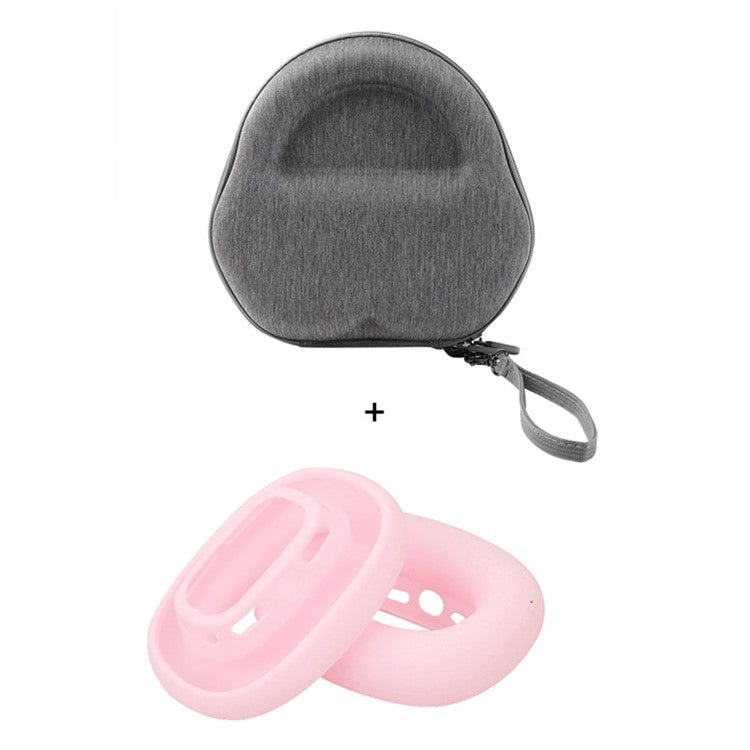 For AirPods Max 2024 (USB-C) / Max EVA Storage Bag Headphone Carrying Case with 1 Pair Earpad Silicone Case - Pink