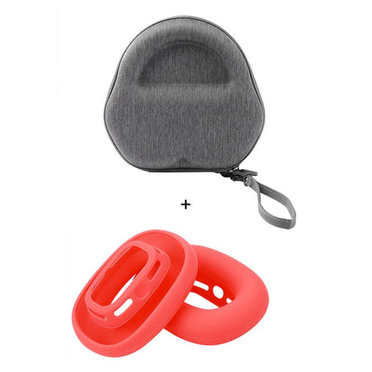 For AirPods Max 2024 (USB-C) / Max EVA Storage Bag Headphone Carrying Case with 1 Pair Earpad Silicone Case - Red
