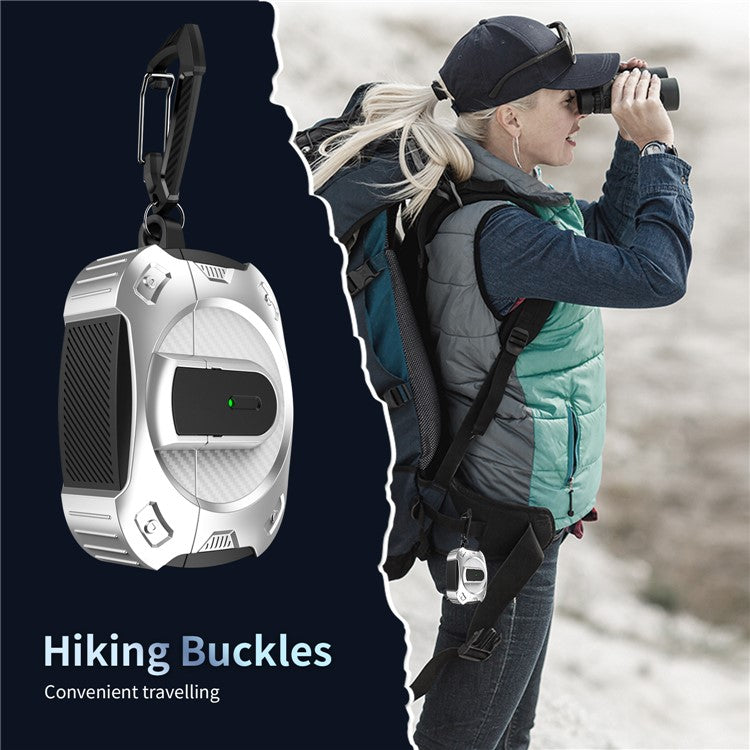 For AirPods 4 Case PC+TPU Lock Design Earphone Protective Cover with Hanging Hook - Red