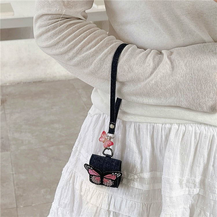 For Apple AirPods with Wireless Charging Case (2019) / AirPods with Charging Case (2019) / (2016) Case Butterfly Pattern Earbuds Cover - Pink