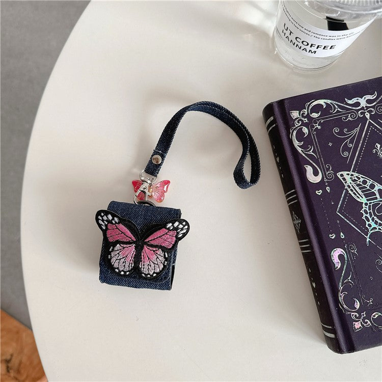 For Apple AirPods with Wireless Charging Case (2019) / AirPods with Charging Case (2019) / (2016) Case Butterfly Pattern Earbuds Cover - Pink