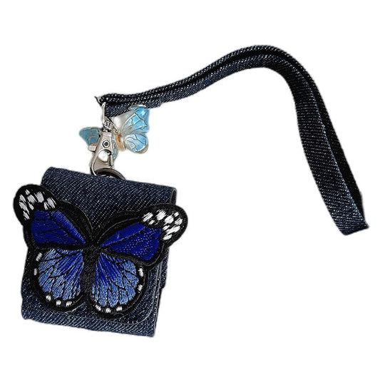 For Apple AirPods with Wireless Charging Case (2019) / AirPods with Charging Case (2019) / (2016) Case Butterfly Pattern Earbuds Cover - Blue