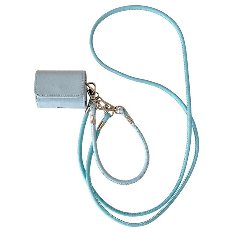For Apple AirPods Pro 2 / AirPods Pro Charging Case Cover Simple Style Bluetooth Earbuds Case with Shoulder / Wrist Strap - Sky Blue