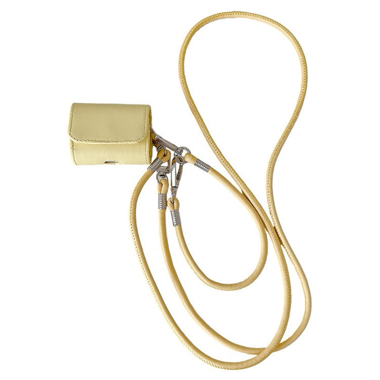 For Apple AirPods Pro 2 / AirPods Pro Charging Case Cover Simple Style Bluetooth Earbuds Case with Shoulder / Wrist Strap - Yellow