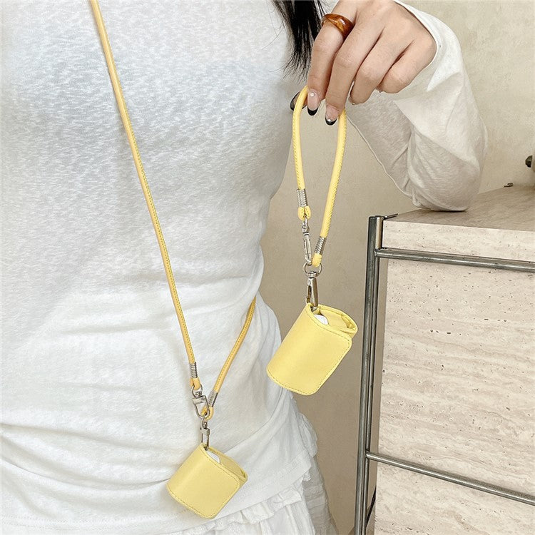 For Apple AirPods Pro 2 / AirPods Pro Charging Case Cover Simple Style Bluetooth Earbuds Case with Shoulder / Wrist Strap - Yellow