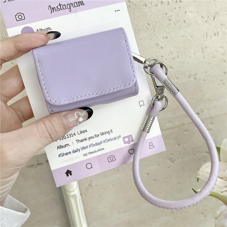 For Apple AirPods Pro 2 / AirPods Pro Charging Case Cover Simple Style Bluetooth Earbuds Case with Shoulder / Wrist Strap - Purple