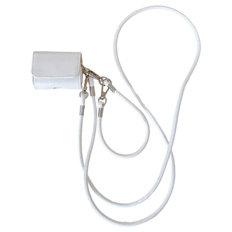 For Apple AirPods Pro 2 / AirPods Pro Charging Case Cover Simple Style Bluetooth Earbuds Case with Shoulder / Wrist Strap - White