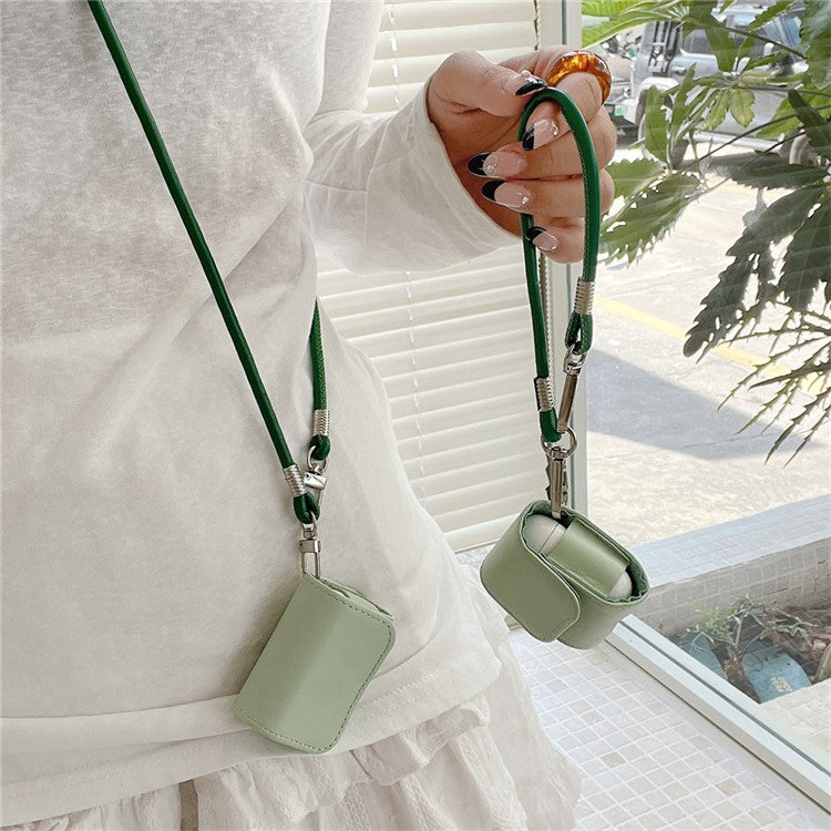 For Apple AirPods Pro 2 / AirPods Pro Charging Case Cover Simple Style Bluetooth Earbuds Case with Shoulder / Wrist Strap - Light Green