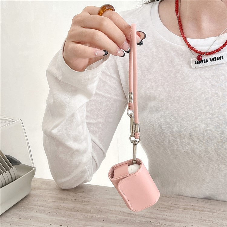 For Apple AirPods Pro 2 / AirPods Pro Charging Case Cover Simple Style Bluetooth Earbuds Case with Shoulder / Wrist Strap - Pink