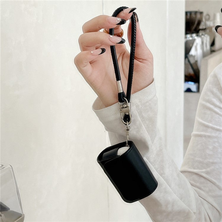 For Apple AirPods Pro 2 / AirPods Pro Charging Case Cover Simple Style Bluetooth Earbuds Case with Shoulder / Wrist Strap - Black