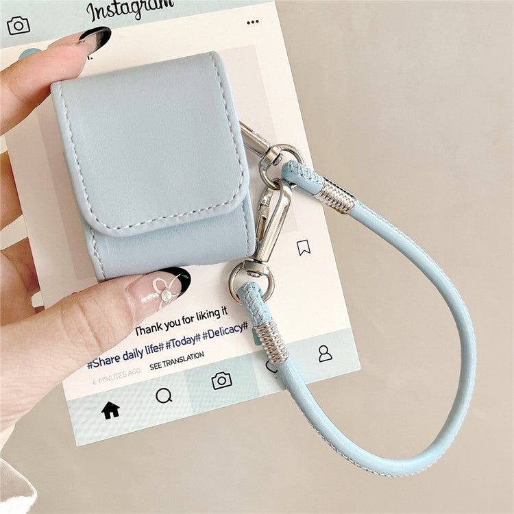 For Apple AirPods with Wireless Charging Case (2019) / AirPods with Charging Case (2019) / (2016) PU Case with Straps - Sky Blue