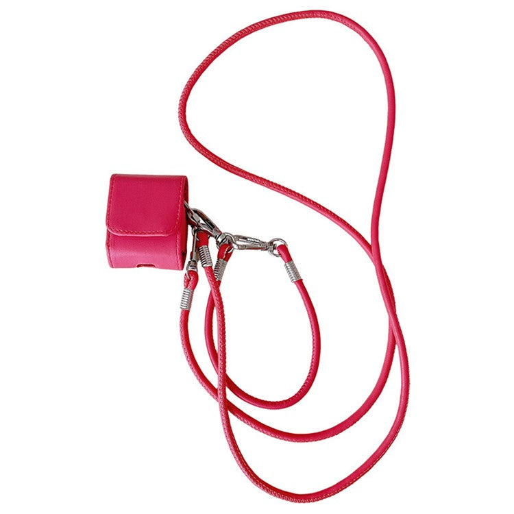 For Apple AirPods with Wireless Charging Case (2019) / AirPods with Charging Case (2019) / (2016) PU Case with Straps - Rose
