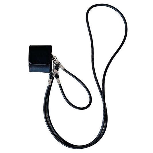 For Apple AirPods with Wireless Charging Case (2019) / AirPods with Charging Case (2019) / (2016) PU Case with Straps - Black