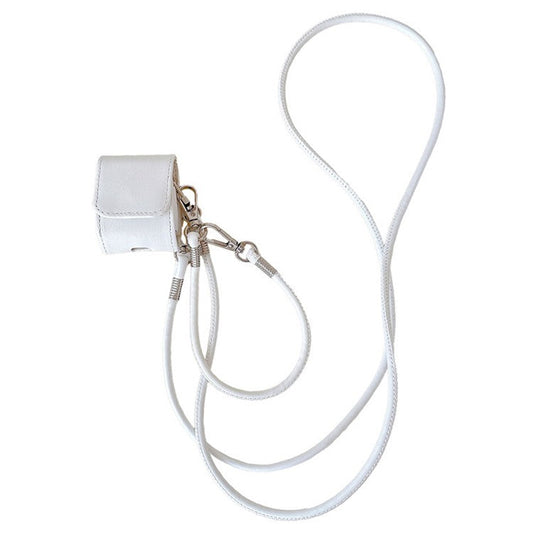 For Apple AirPods 4 / AirPods 3 Charging Case Cover Simple Style Bluetooth Earbuds Case with Shoulder / Wrist Strap - White