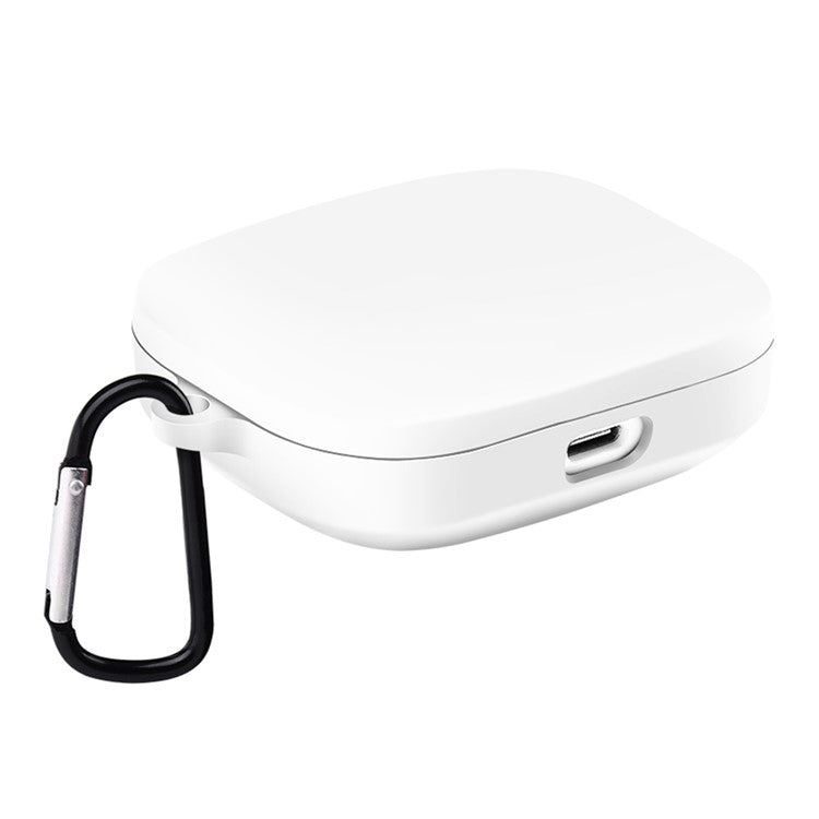For Xiaomi Redmi Buds 6 Silicone Case Bluetooth Earphone Cover with Carabiner - White