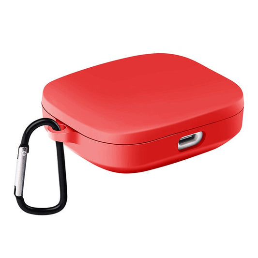 For Xiaomi Redmi Buds 6 Silicone Case Bluetooth Earphone Cover with Carabiner - Red