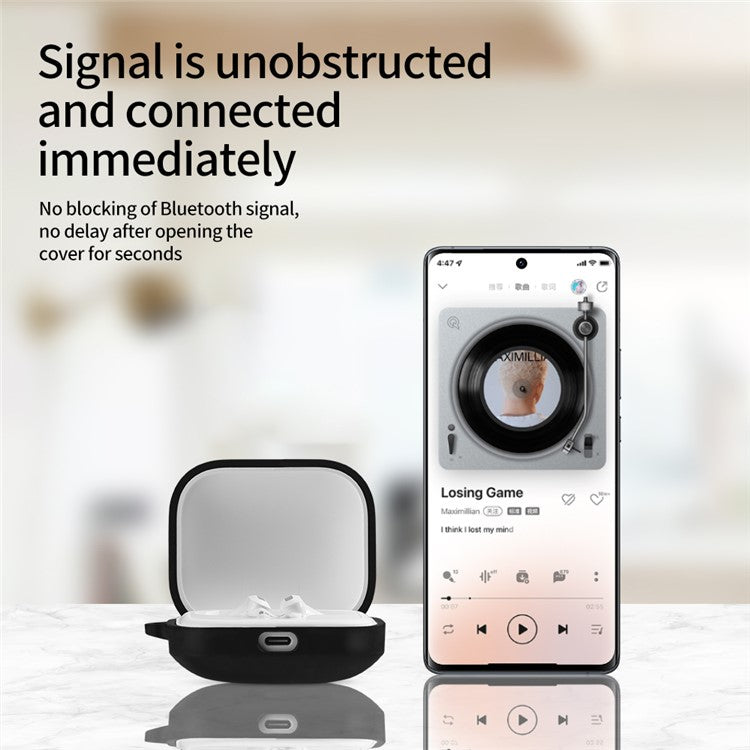 For Xiaomi Redmi Buds 6 Silicone Case Bluetooth Earphone Cover with Carabiner - Red