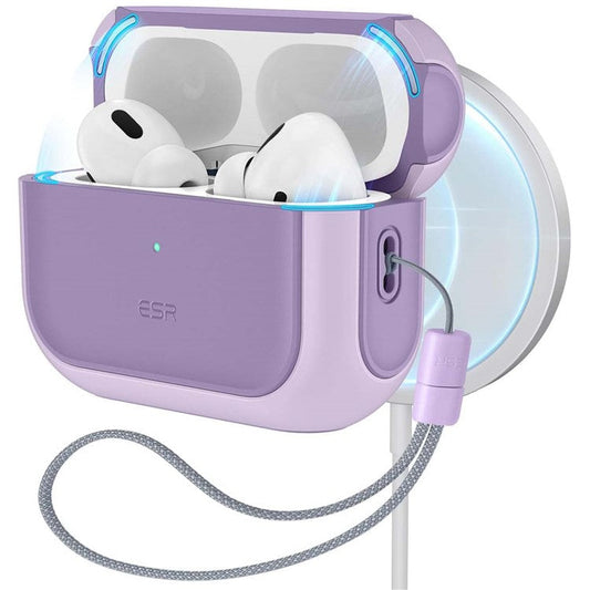 ESR For AirPods 4 Earphone Case PC+TPU Orbit Hybrid Cover with Halolock - Purple