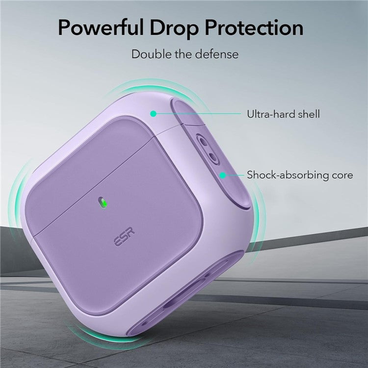 ESR For AirPods 4 Earphone Case PC+TPU Orbit Hybrid Cover with Halolock - Purple