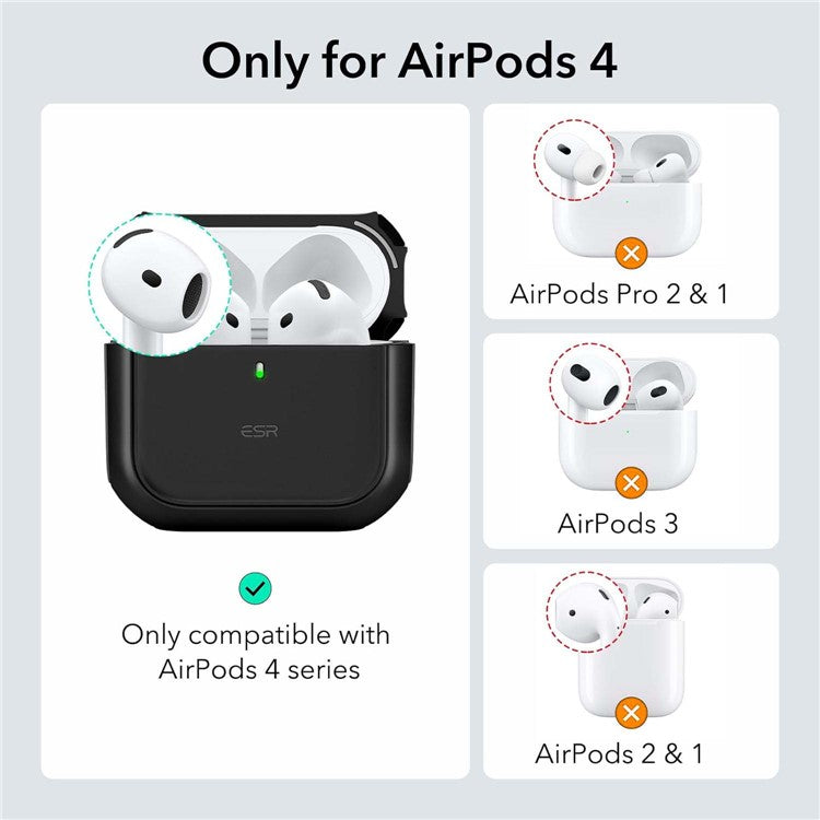 ESR For AirPods 4 Earphone Case PC+TPU Orbit Hybrid Cover with HaloLock - Black