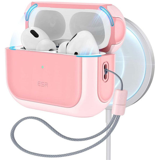 ESR For AirPods 4 Earphone Case PC+TPU Orbit Hybrid Cover with HaloLock - Pink