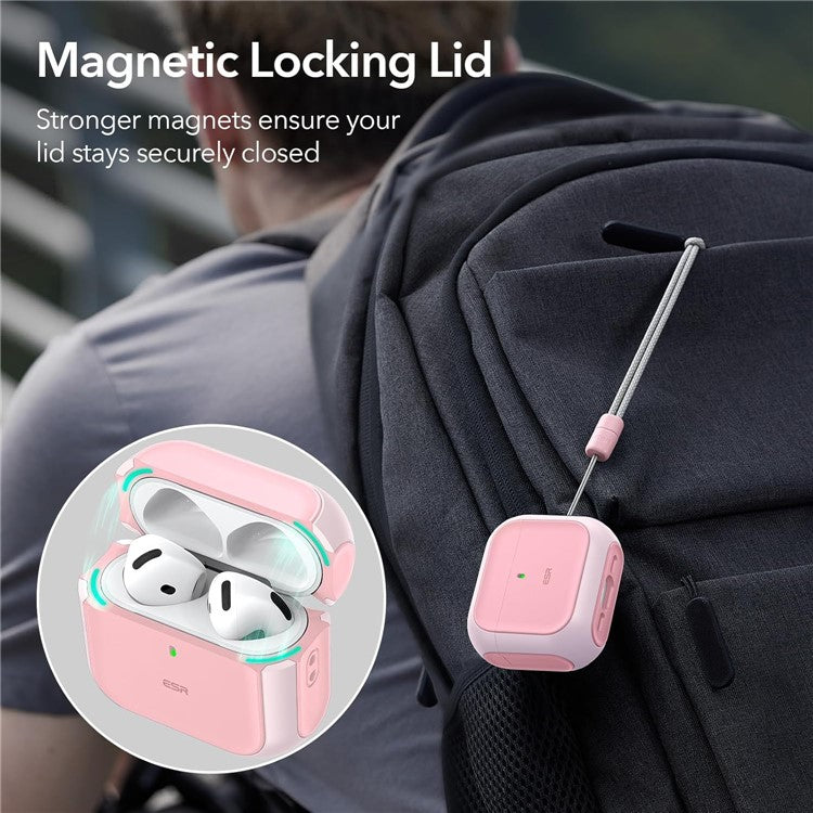 ESR For AirPods 4 Earphone Case PC+TPU Orbit Hybrid Cover with HaloLock - Pink