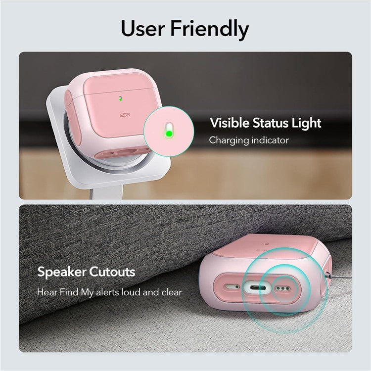 ESR For AirPods 4 Earphone Case PC+TPU Orbit Hybrid Cover with HaloLock - Pink