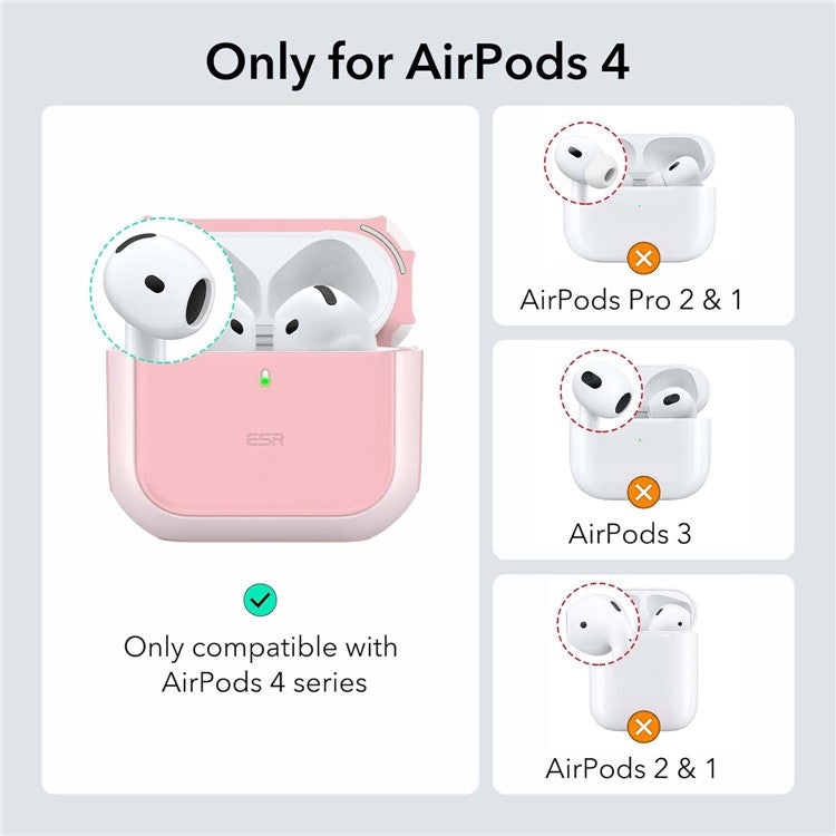 ESR For AirPods 4 Earphone Case PC+TPU Orbit Hybrid Cover with HaloLock - Pink