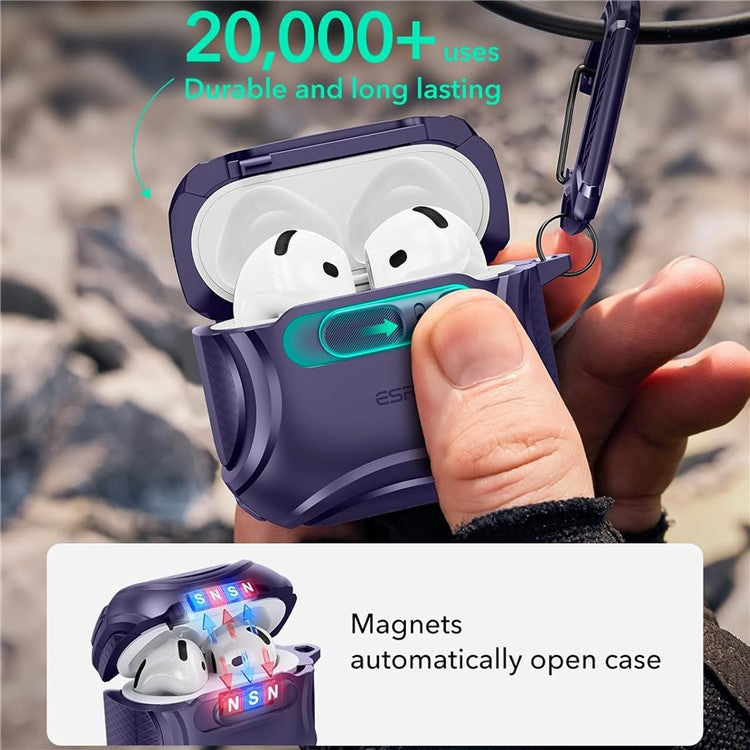 ESR Pulse Magnetic Lock Case for  AirPods 4 Headset Protective Cover with Strap - Dark Blue