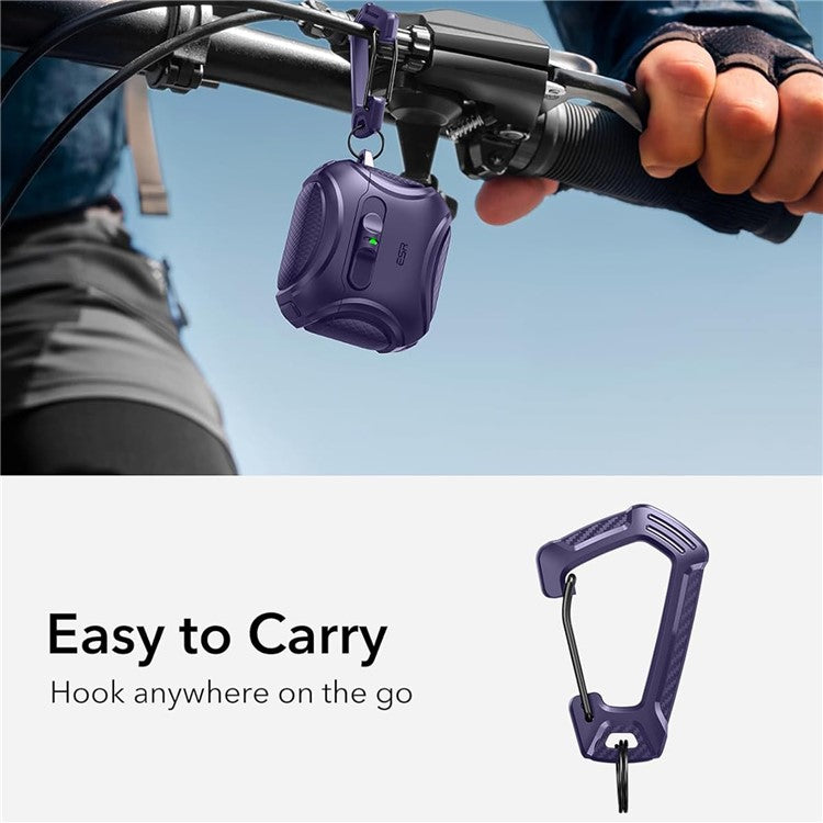 ESR Pulse Magnetic Lock Case for  AirPods 4 Headset Protective Cover with Strap - Dark Blue