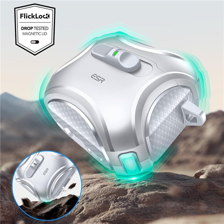 ESR Pulse Magnetic Lock Case for  AirPods 4 Headset Protective Cover with Strap - Black