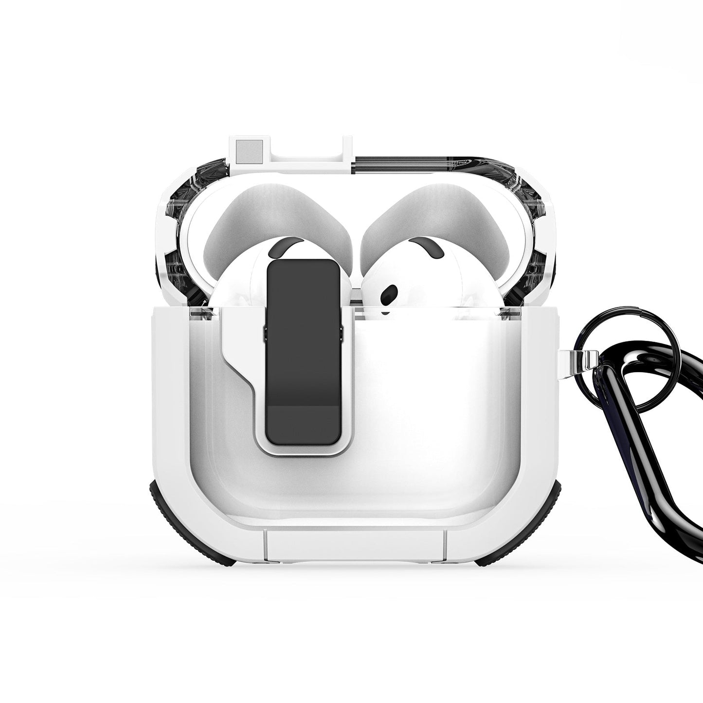 For AirPods 4 Earphone Case DUX DUCIS PECN Series PC+TPU Case Bluetooth Earphone Cover with Hook - White Black