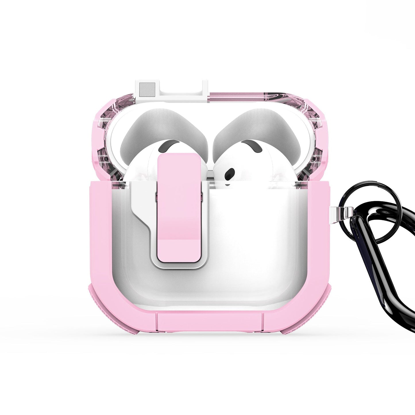 For AirPods 4 Earphone Case DUX DUCIS PECN Series PC+TPU Case Bluetooth Earphone Cover with Hook - Pink White
