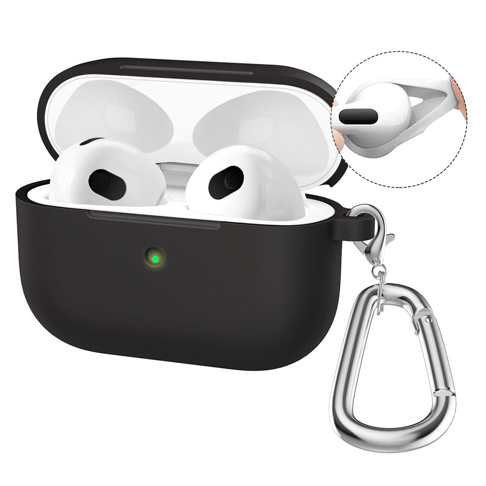 AirPods 4 (2024) ENKAY HAT PRINCE Silicone Case Bluetooth Earphone Protector Cover with Hook / Earbuds - Black 