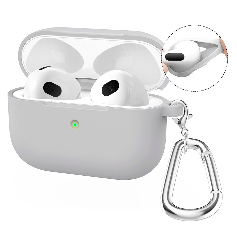 AirPods 4 (2024) ENKAY HAT PRINCE Silicone Case Bluetooth Earphone Protector Cover with Hook / Earbuds - Light Grey 