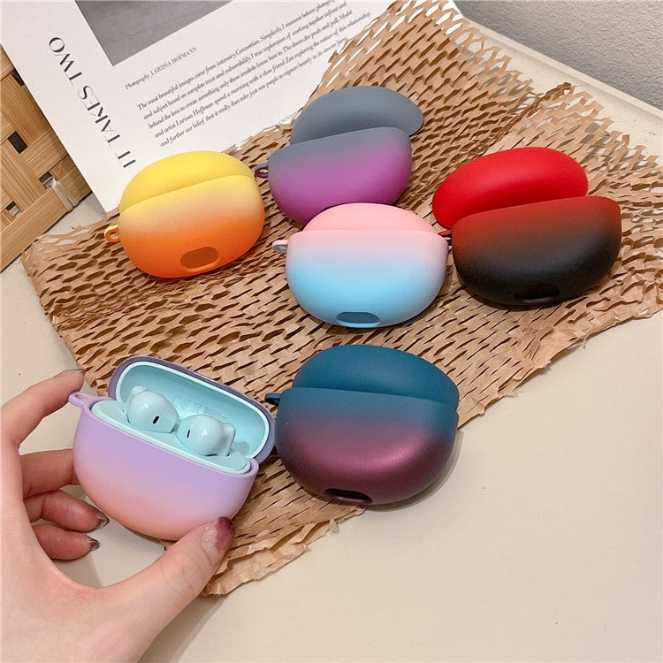 For Honor Earbuds X7 Matte Hard PC Case Gradient Design Anti-Drop TWS Earbuds Protective Cover with Buckle - Grey / Purple