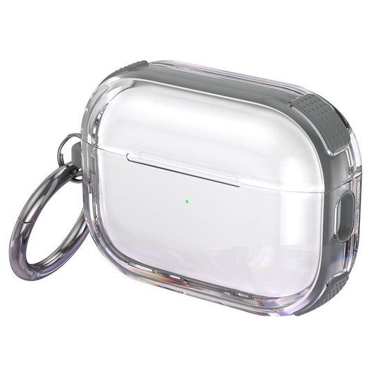 For AirPods Pro 2 Case with Carabiner Contrasting Color TPU Earphone Protective Cover - Grey