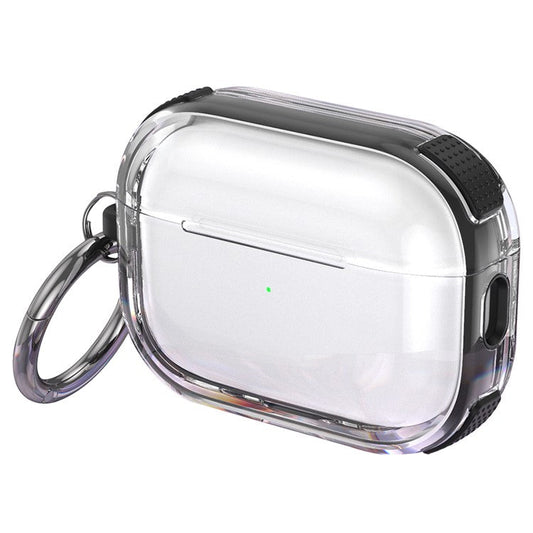 For AirPods Pro 2 Case with Carabiner Contrasting Color TPU Earphone Protective Cover - Black