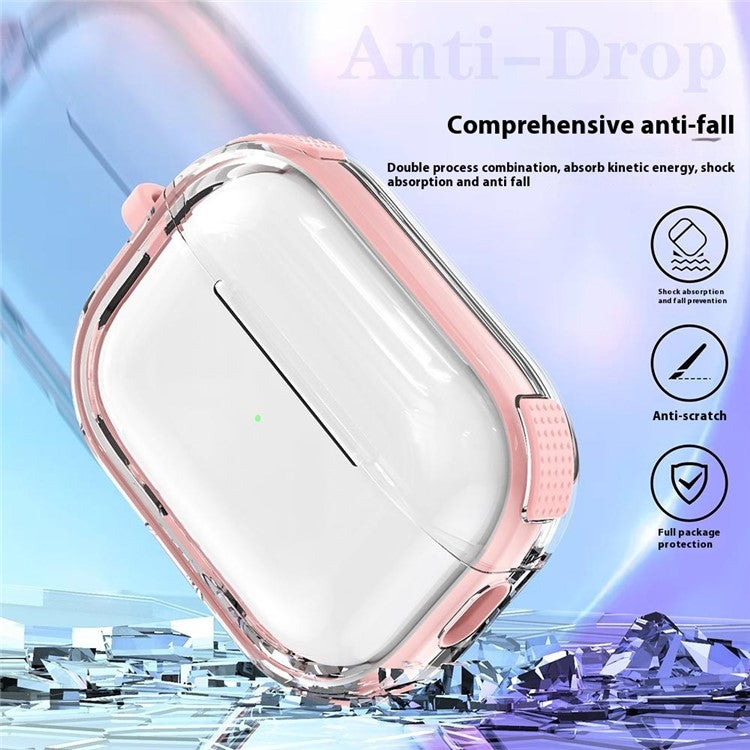 For Apple AirPods Pro Case with Carabiner Contrasting Color TPU Earphone Protective Cover - Black