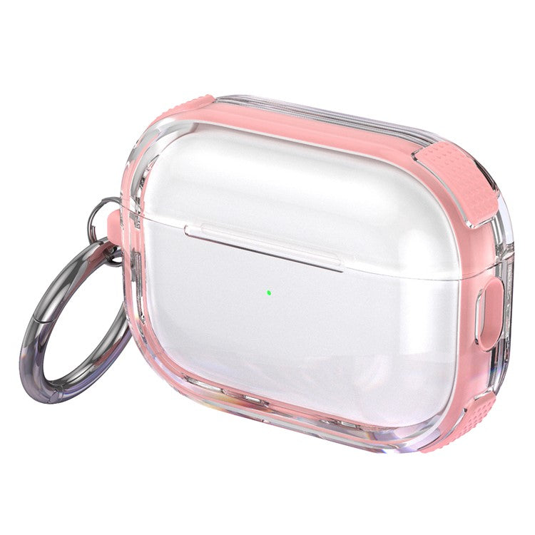 For Apple AirPods 3 Case with Carabiner Contrasting Color TPU Earphone Protective Cover - Pink