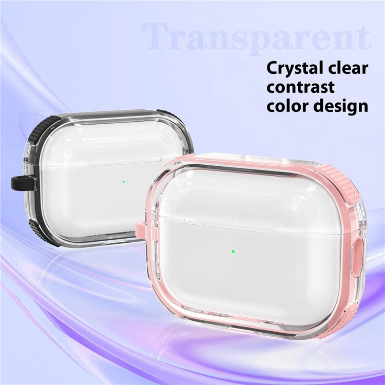 For Apple AirPods 3 Case with Carabiner Contrasting Color TPU Earphone Protective Cover - Pink