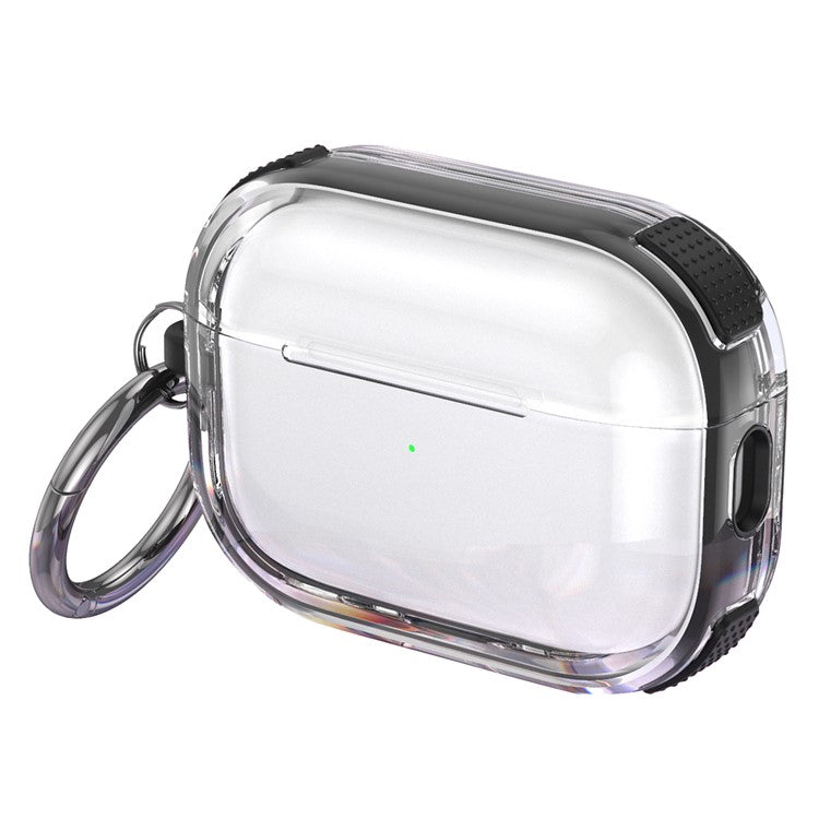 For Apple AirPods 3 Case with Carabiner Contrasting Color TPU Earphone Protective Cover - Black