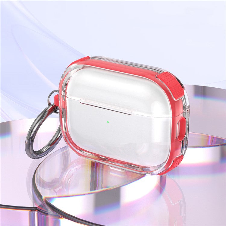 For Apple AirPods 3 Case with Carabiner Contrasting Color TPU Earphone Protective Cover - Red