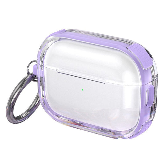 For Apple AirPods 3 Case with Carabiner Contrasting Color TPU Earphone Protective Cover - Purple