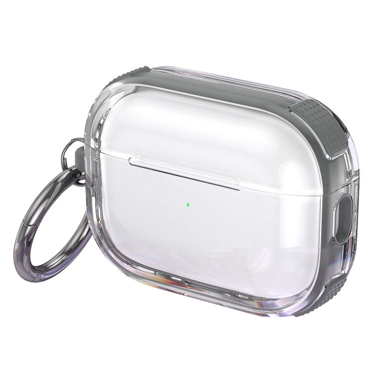 For Apple AirPods 3 Case with Carabiner Contrasting Color TPU Earphone Protective Cover - Grey