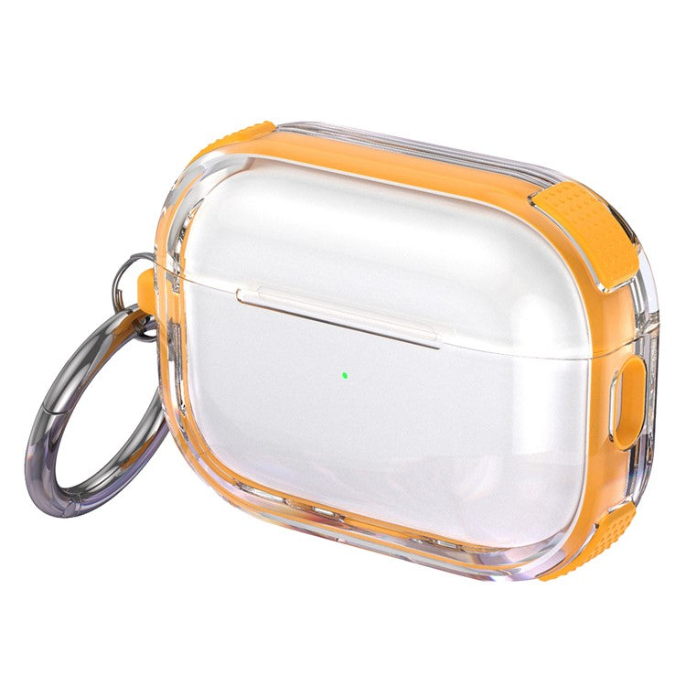 For Apple AirPods 3 Case with Carabiner Contrasting Color TPU Earphone Protective Cover - Yellow