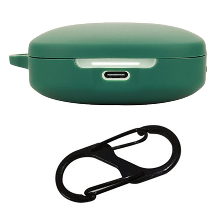 For Xiaomi Redmi Buds 6 Silicone Case Bluetooth Earphone Cover with Anti-Lost Buckle - Blackish Green