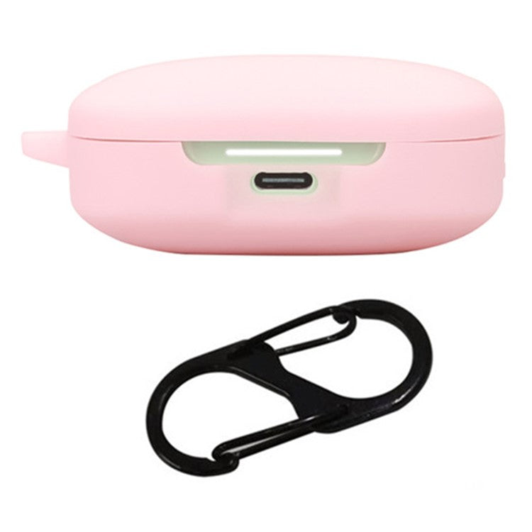 For Xiaomi Redmi Buds 6 Silicone Case Bluetooth Earphone Cover with Anti-Lost Buckle - Pink